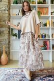 Ramone Marble Mesh Midaxi Skirt Earth